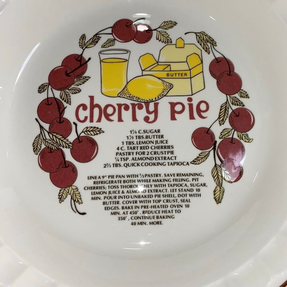 Vintage Hankook Cherry Pie Dish with full Recipe. - Picture 2 of 8